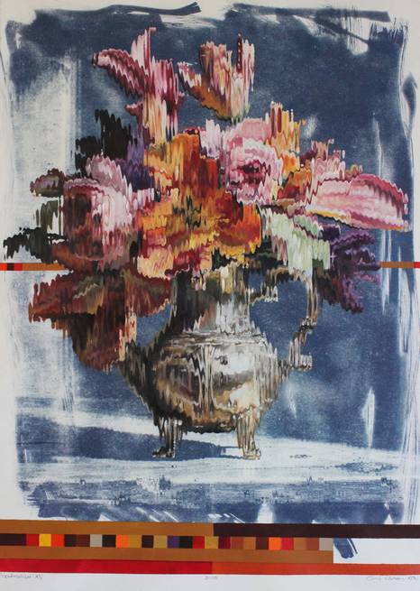 Corn&eacute; Eksteen's artwork - Anachronism XV | 59,4 x 42cm | Oil, acrylic & cyaonotype on paper | 2026